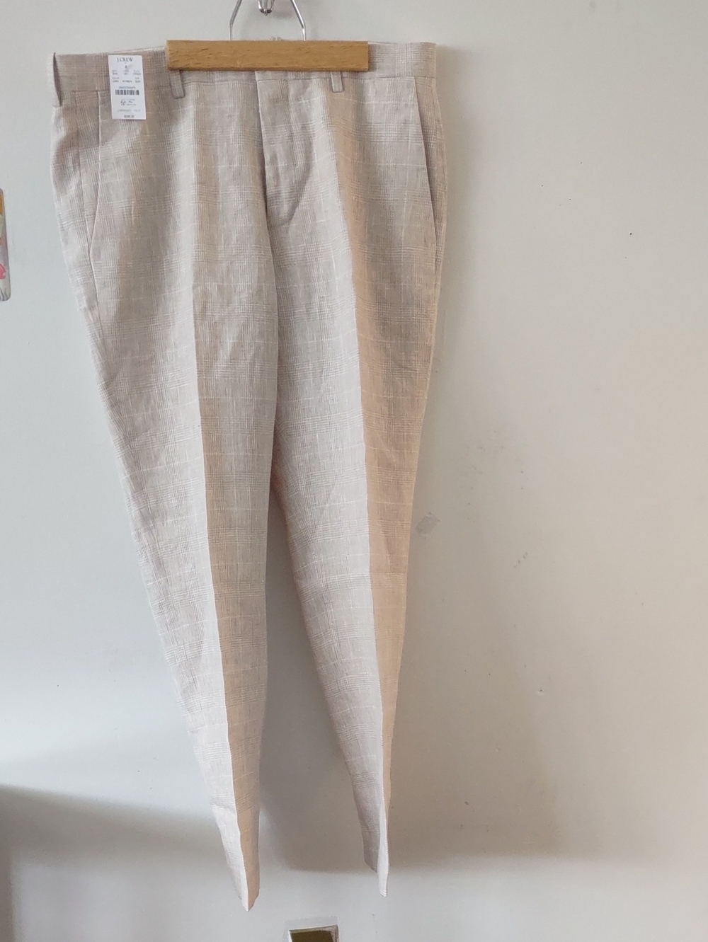 J. Crew Light Beige Linen-Blend Pleated Dress Pants